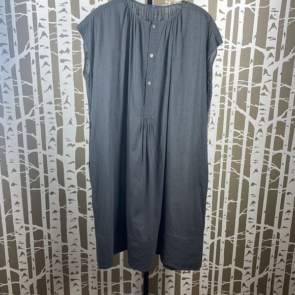 Makie Dresses & Skirts - Makie 100% Cotton Gray Black Buffalo Plaid Oversized Pullover Midi Dress sz M